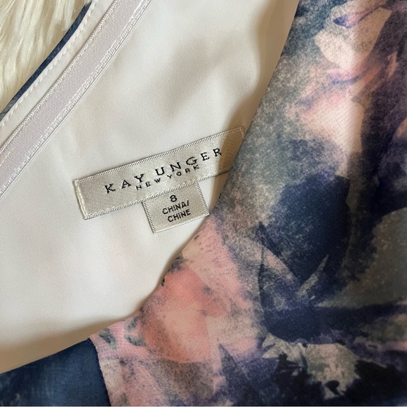 Kay Unger Dress NWT Size 8 Kaylee Floral One Shoulder Ruffle Midi Dress - Picture 12 of 15